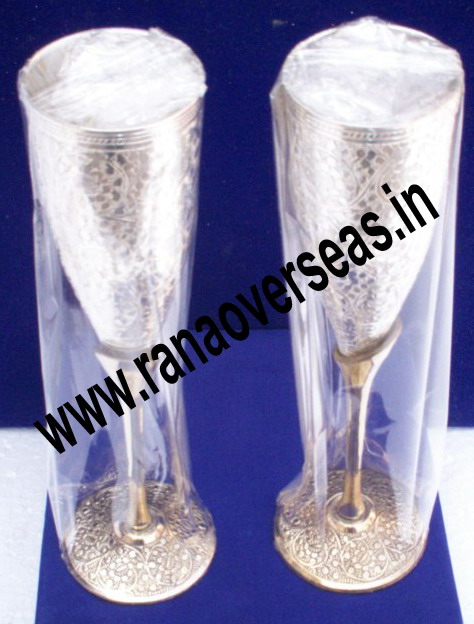 Silver Plated Wine Glasses / Goblets Set of 2 Pcs